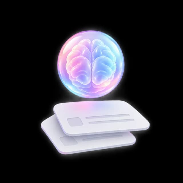 The MindChart orb above three cards